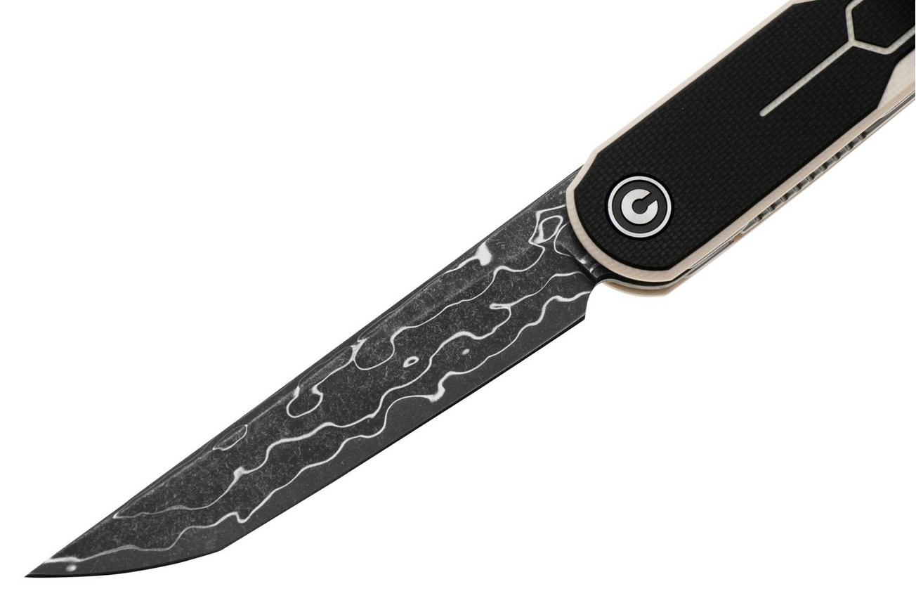 Civivi KwaiQ 23015-DS1, Damascus, Milled Ivory Black G10, zakmes