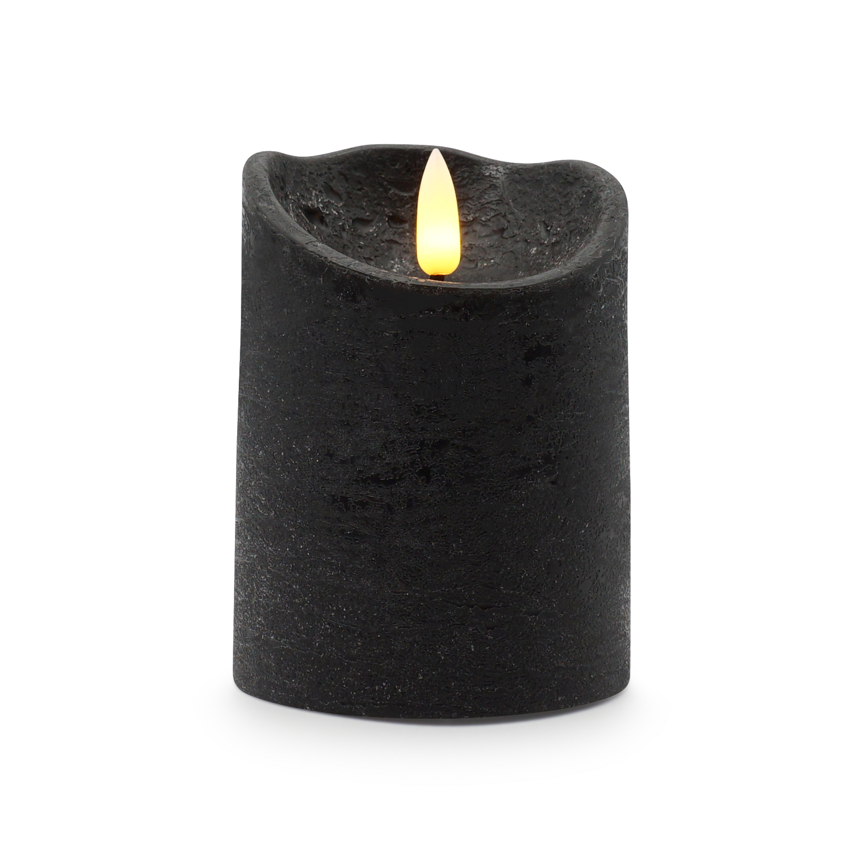 (10cm) Echtwachs LED Pillar Kerze Home Deko Stimmungsleuchte Flamme Rustic (12.061-16) - Schwarz