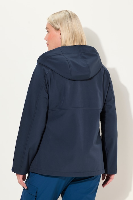 Softshelljacke, Kapuze, Zipptaschen, Klettriegel