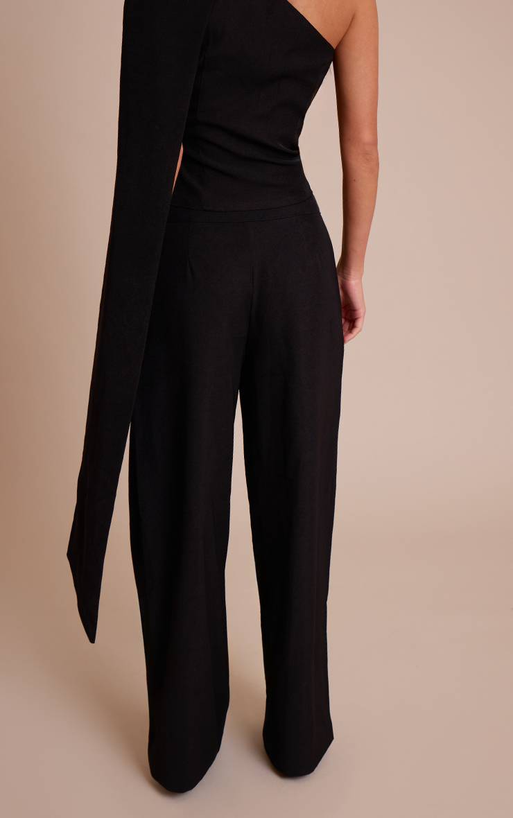 Noir Pantalon Tailleur Tissé Avec Détails De Coutures