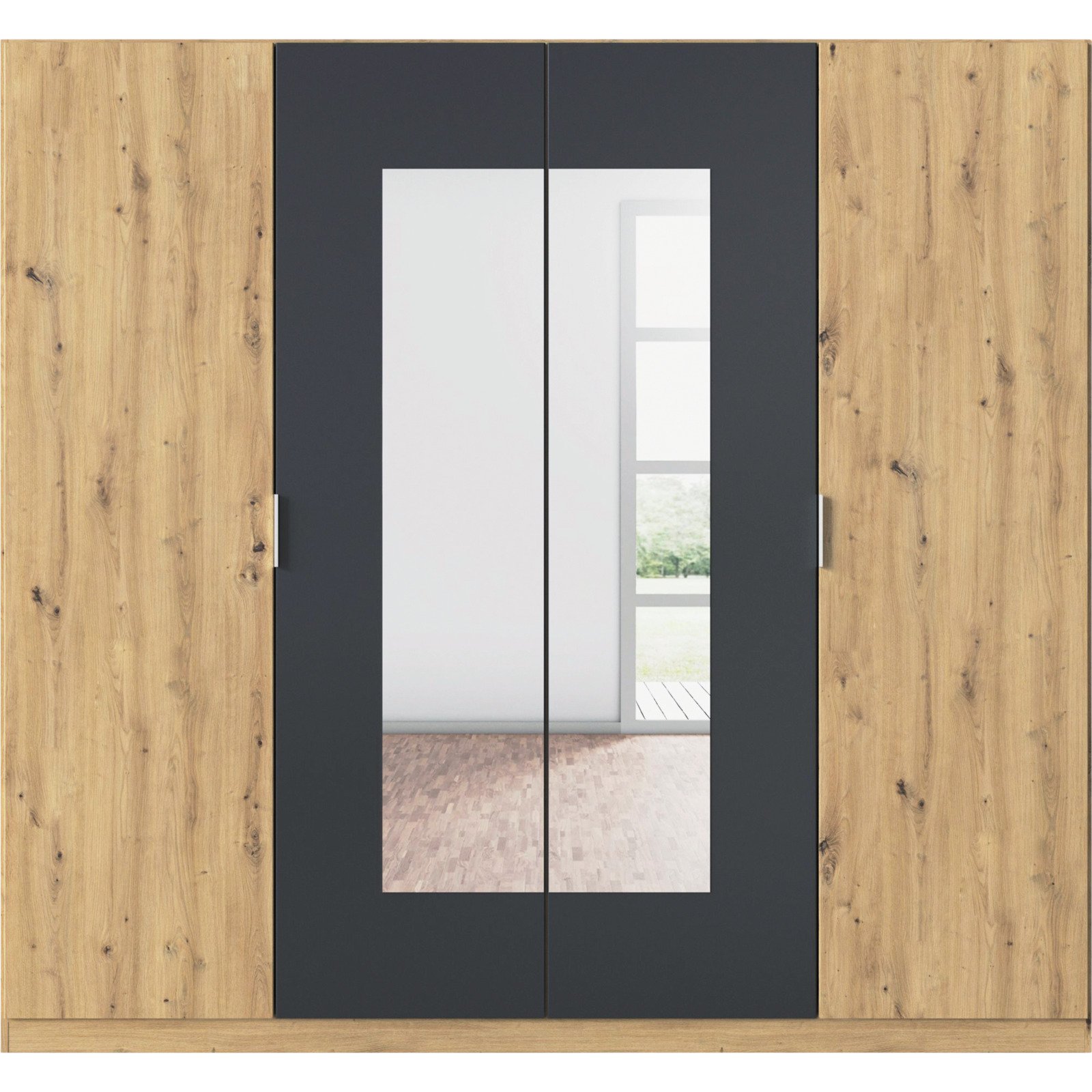 Schrank Monza 4-türig Artisan/grau-met.
