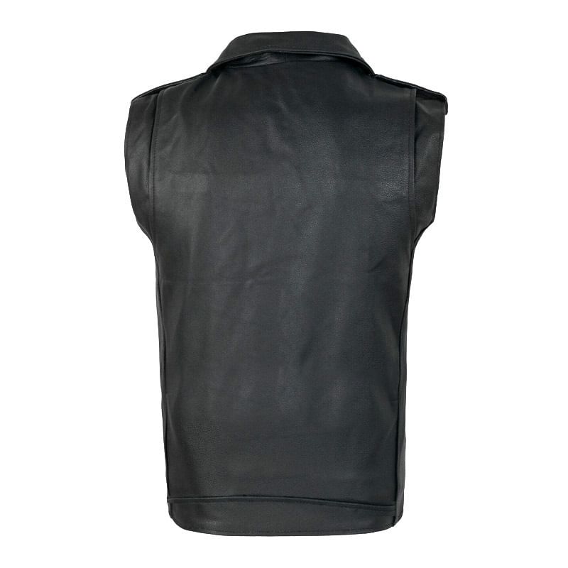 Bay Go Mall - Effen imitatieleren vest met rits en gesp