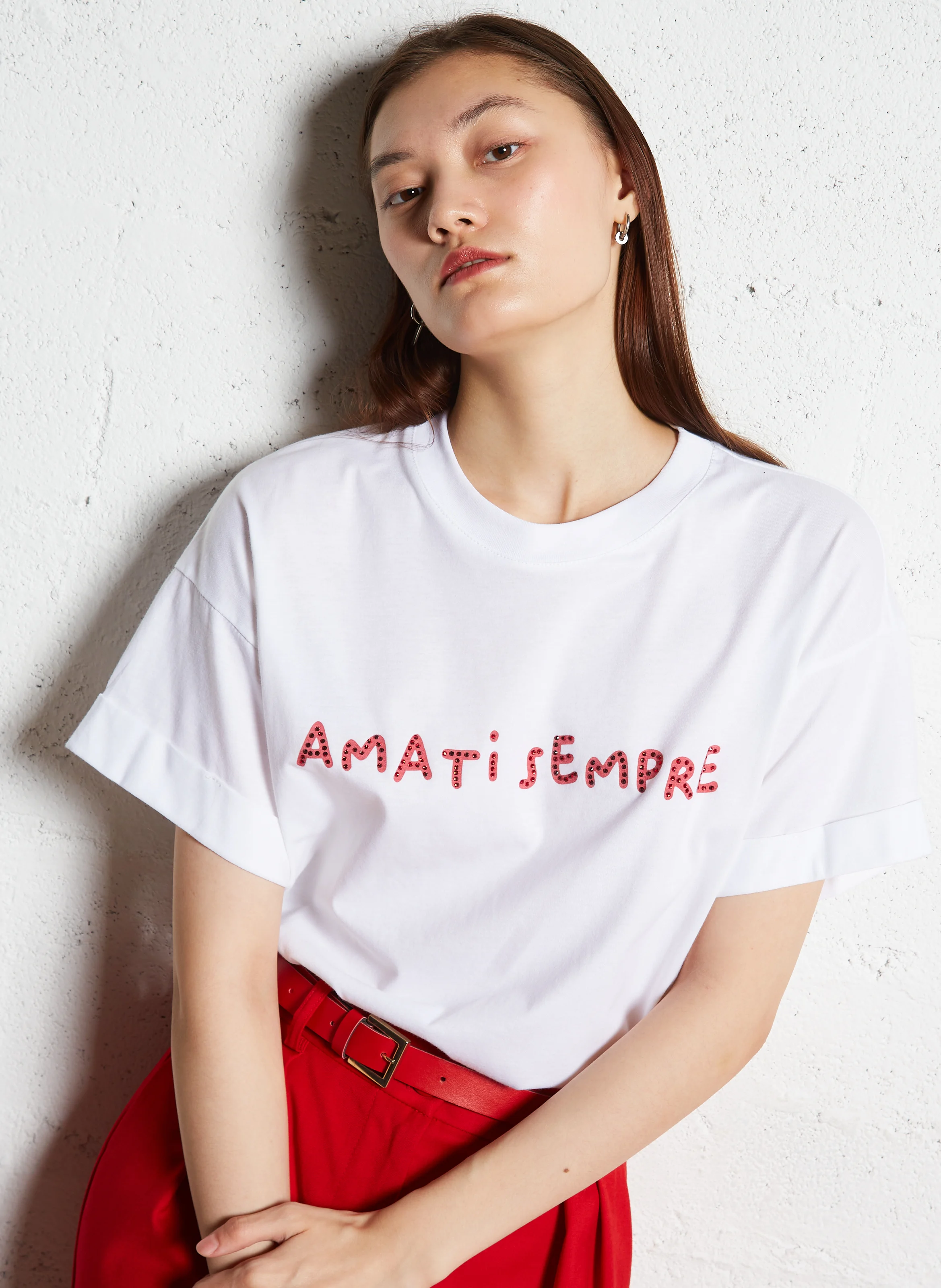 Tee-shirt col rond en coton | Blanc