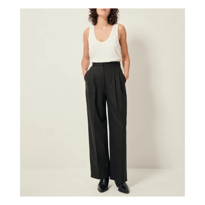 Sessùn Pantalon Emile Rayures Laine et Fibres Recyclées | Gris