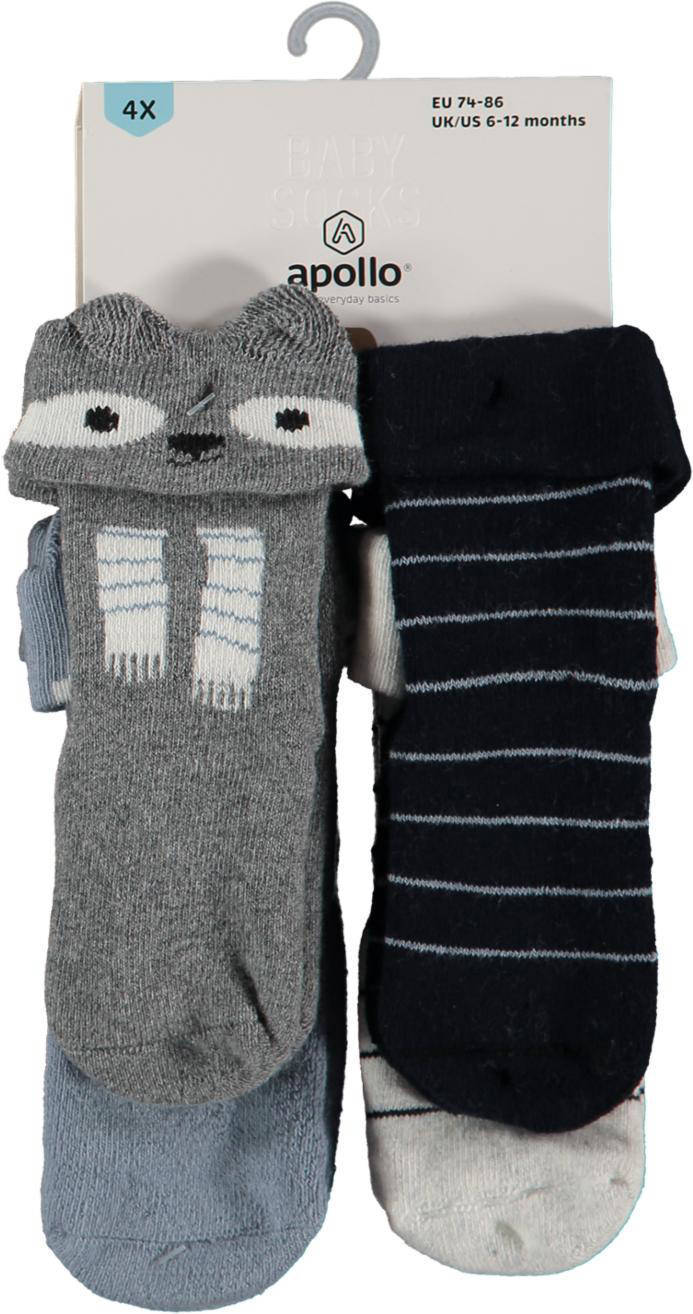 Apollo sokken met print - set van 4 blauw