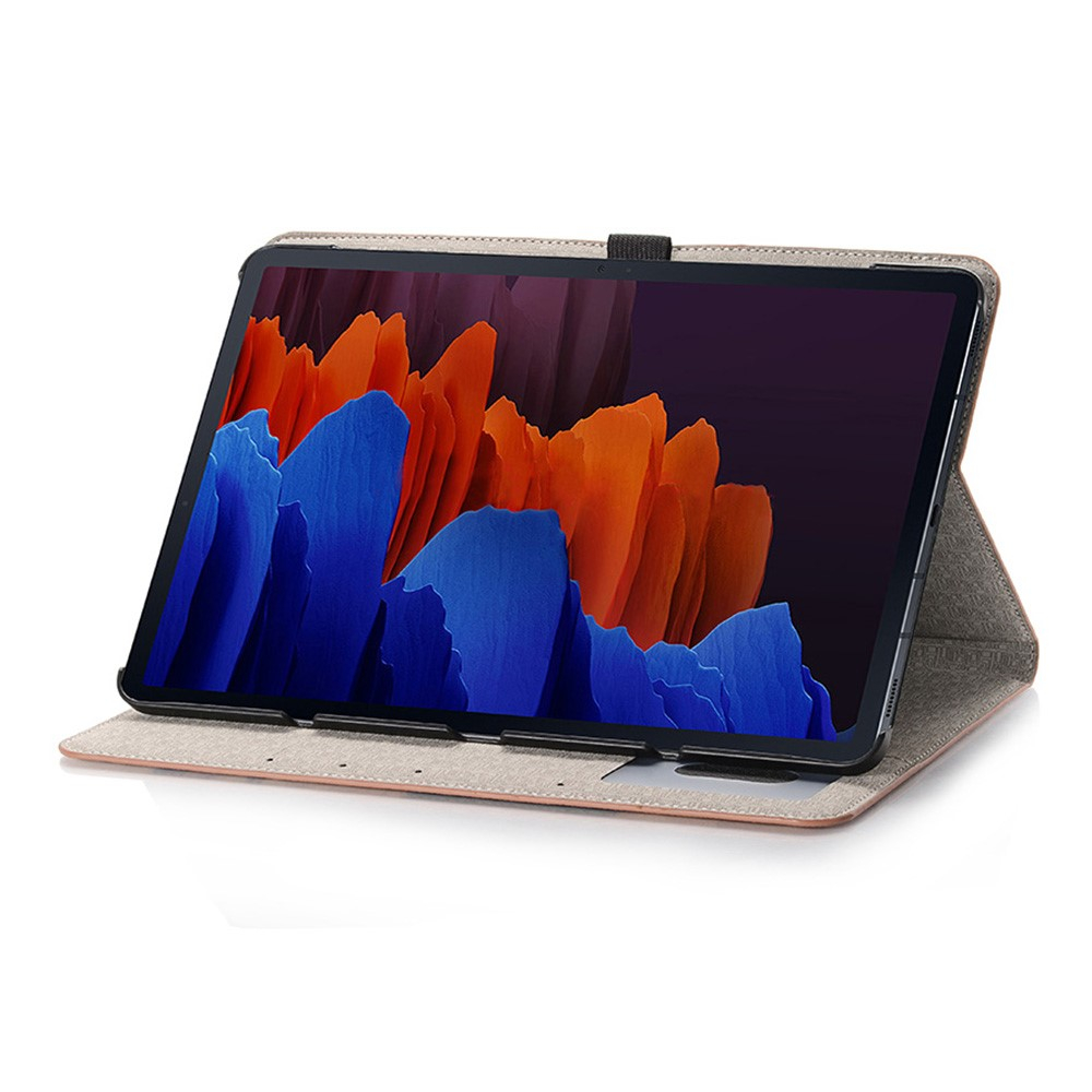 Samsung Galaxy Tab S9 Flipcase Hülle Ledertasche mit Aufstellfunktion Litchi Look   S-Pen Halterung - Weltkarte