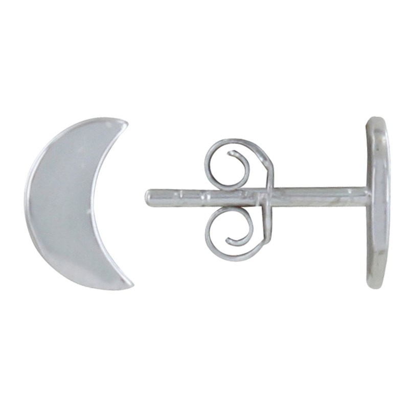 Boucles d'Oreilles Argent Rhodié Lune et Croissant de Lune