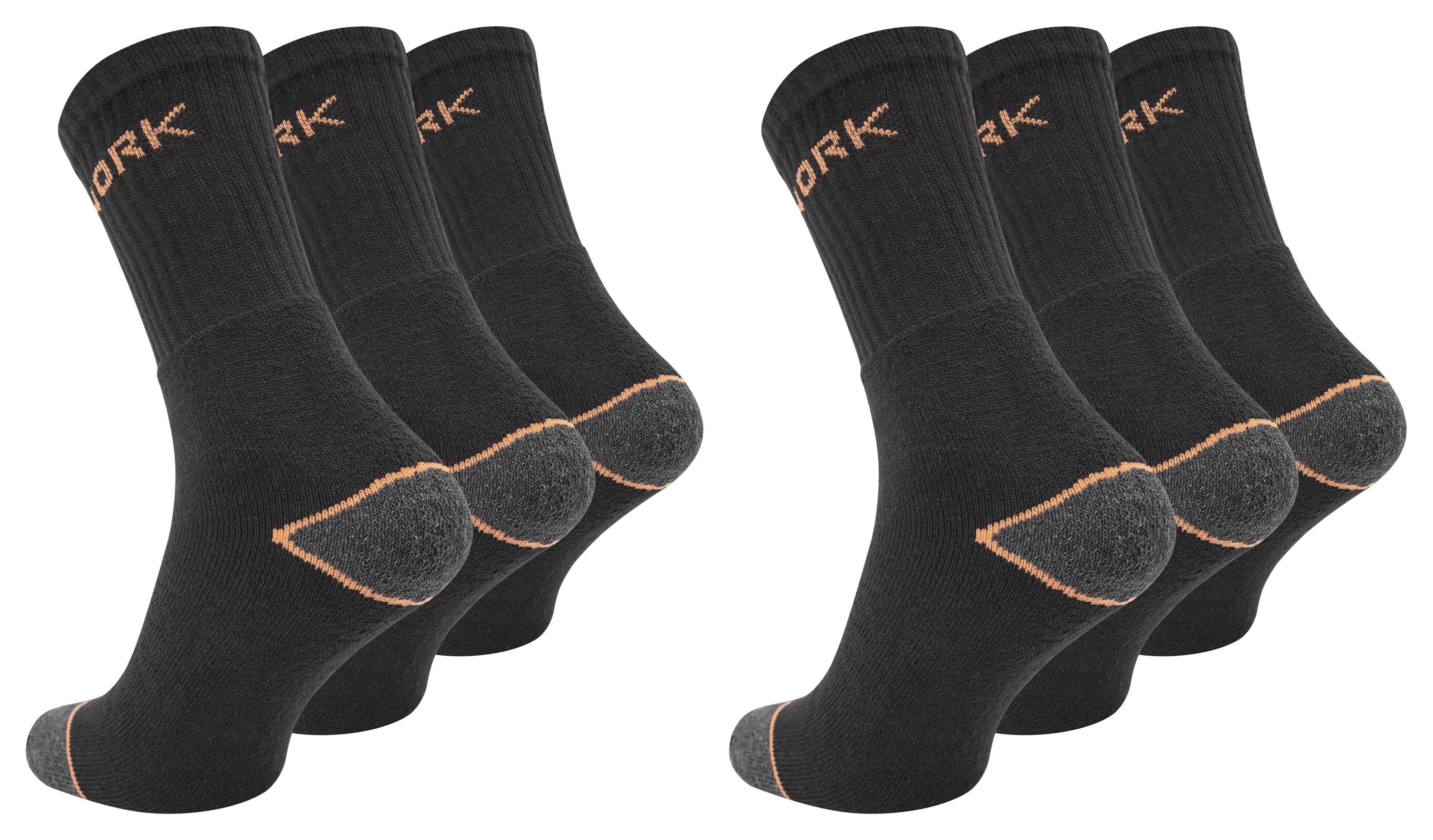 Paolo Renzo® Arbeitssocken 3 Paar - Größe 39/42 - Orange/Schwarz