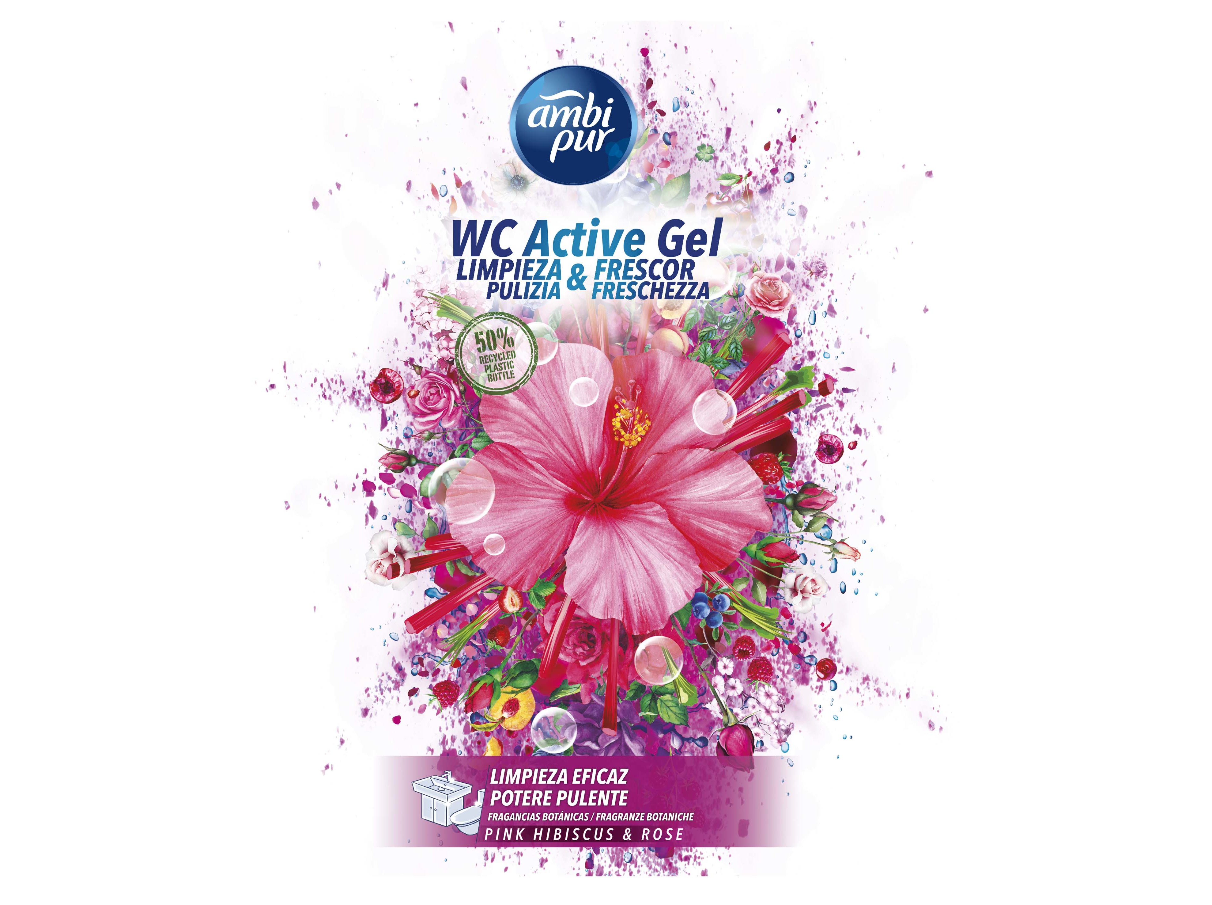 GEL SANITÁRIO AMBIPUR PINK HIBISC & ROSE 750ML