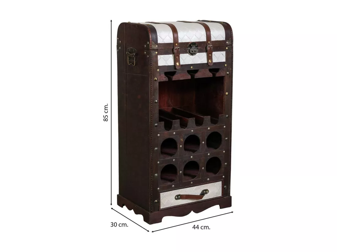 Coffre à bouteilles en bois marron 44x30x85h