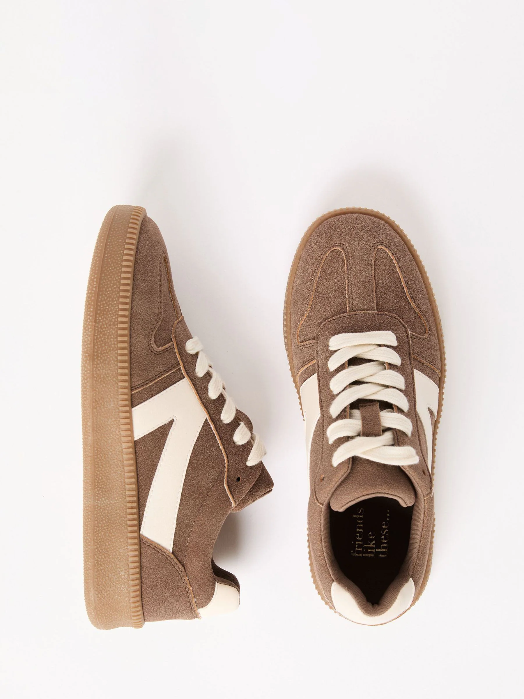 Bruin - Friends Like These retro sportschoenen met veters en rubberen zool
