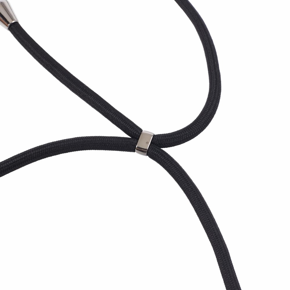 iPhone 15 MagSafe Necklace Gummi Case Hülle Galvanisierter Rahmen mit Handykette (160cm)   Kameraschutz - Schwarz / Transparent