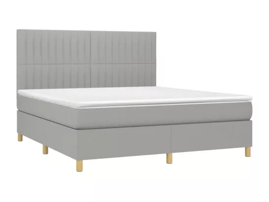 Sommier tapissier et matelas et LED Gris clair 180x200 cm Tissu