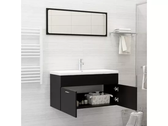 Ensemble de meubles de salle de bain 2 pcs Noir 11