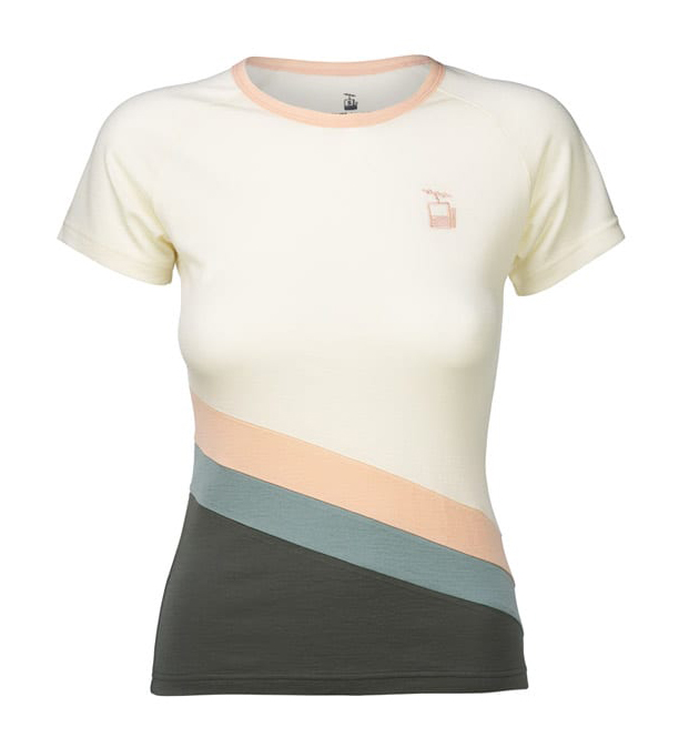 HyggeWool T-Shirt Dame Hvit/Grønn/Beige