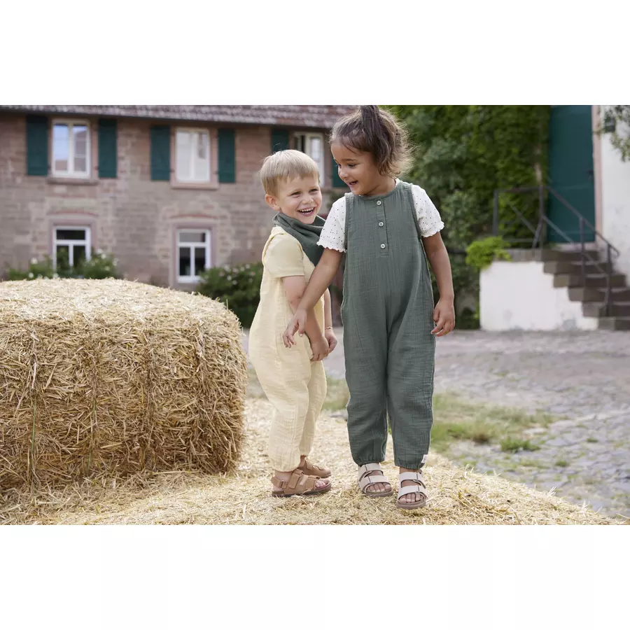 LÄSSIG Musselin Jumpsuit Petrolgrün