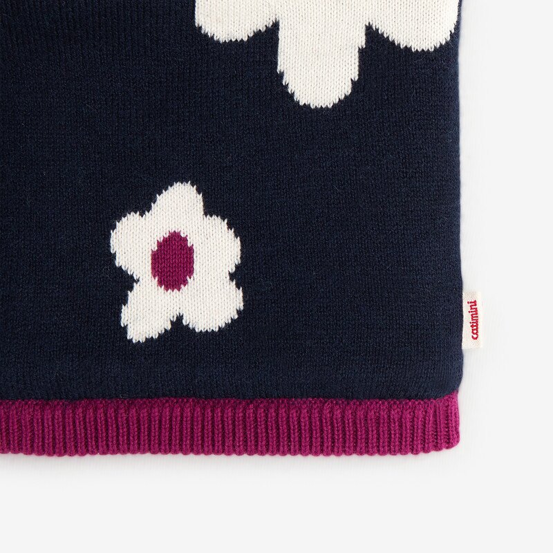 Snood fleuri bébé fille bleu marine en tricot Catimini Bleu