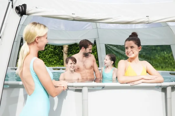 Bestway 58612, Kuppel til swimmingpool, Pool over jorden, Rund, Grå, Transparent, Hvid, PVC, Polyester, 2 dør(e)