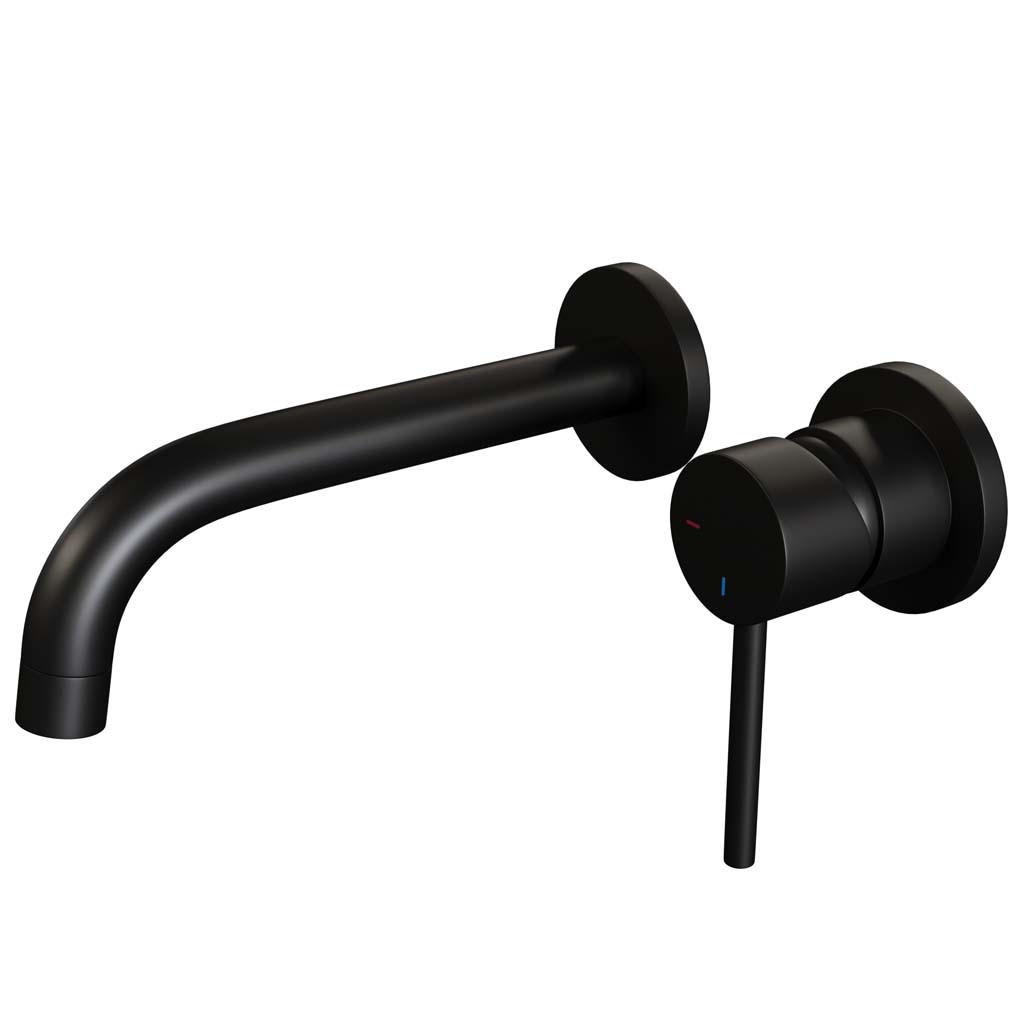Brauer Black Edition ColdStart wastafelkraan inbouw gebogen uitloop en rozetten model A1 zwart mat