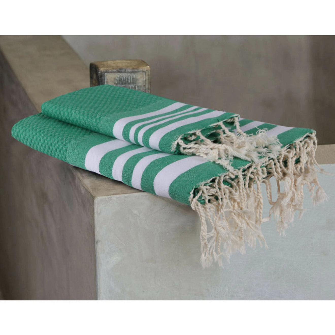 Febronie Foutas de bain Hamptons 3 pièces vert - 100x200 cm