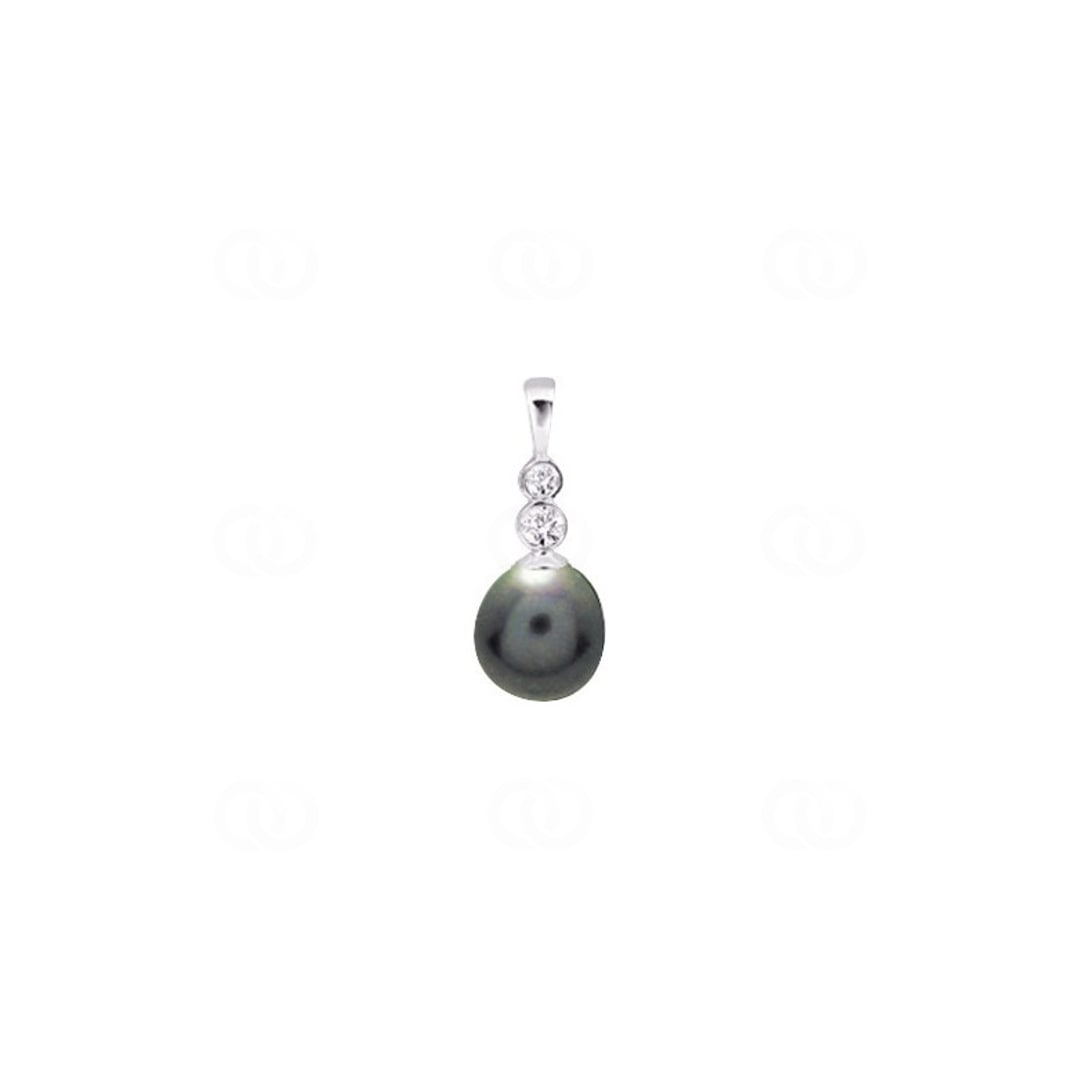 Anhänger 750/18 K Weissgold mit Tahiti-Kulturperle Tropfen und Diamanten 0.04ct.