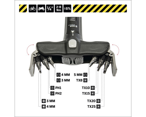 Momentschroevendraaier met 12 bits WGB, ideaal voor fietsen, 2-8 Nm