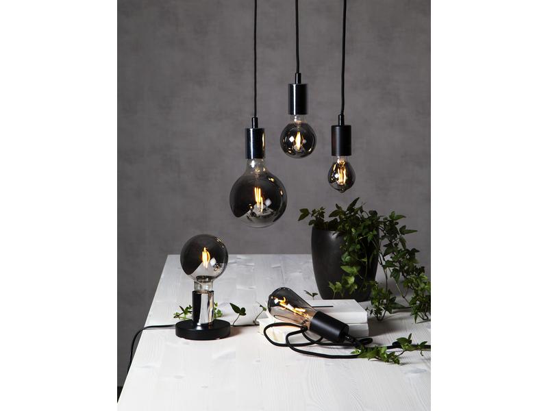 Star Trading Lampe Plain Smoke G80 1.8 W (15 W) E27 Warmwei Filamentleuchtmittel in Globeform mit geschwärztem Glas