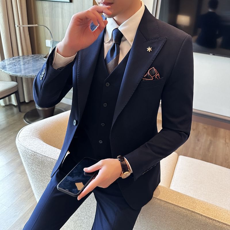 Blueforce - Set: effen blazer met knoopjes + pantalon
