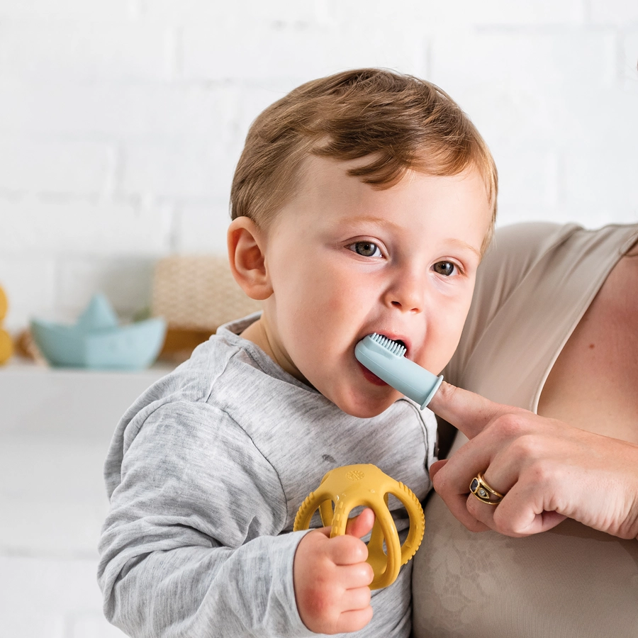 Nattou Set mit 2 Babyzahnbürsten blau