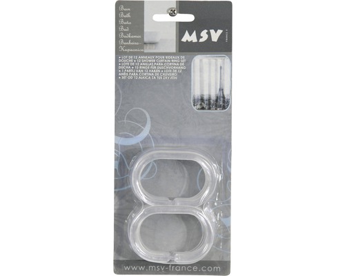 Transparante plastic douchegordijnringen, 12 stuks