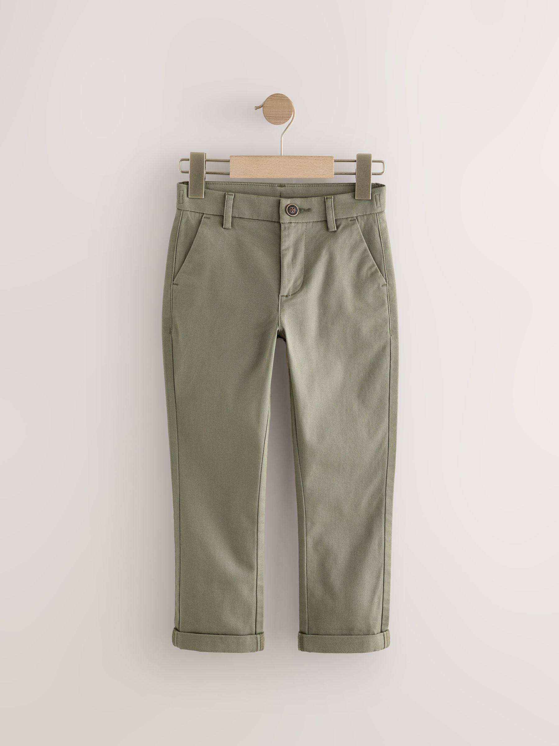 Olijfgroen - Stretchy chino's (3-17jr)