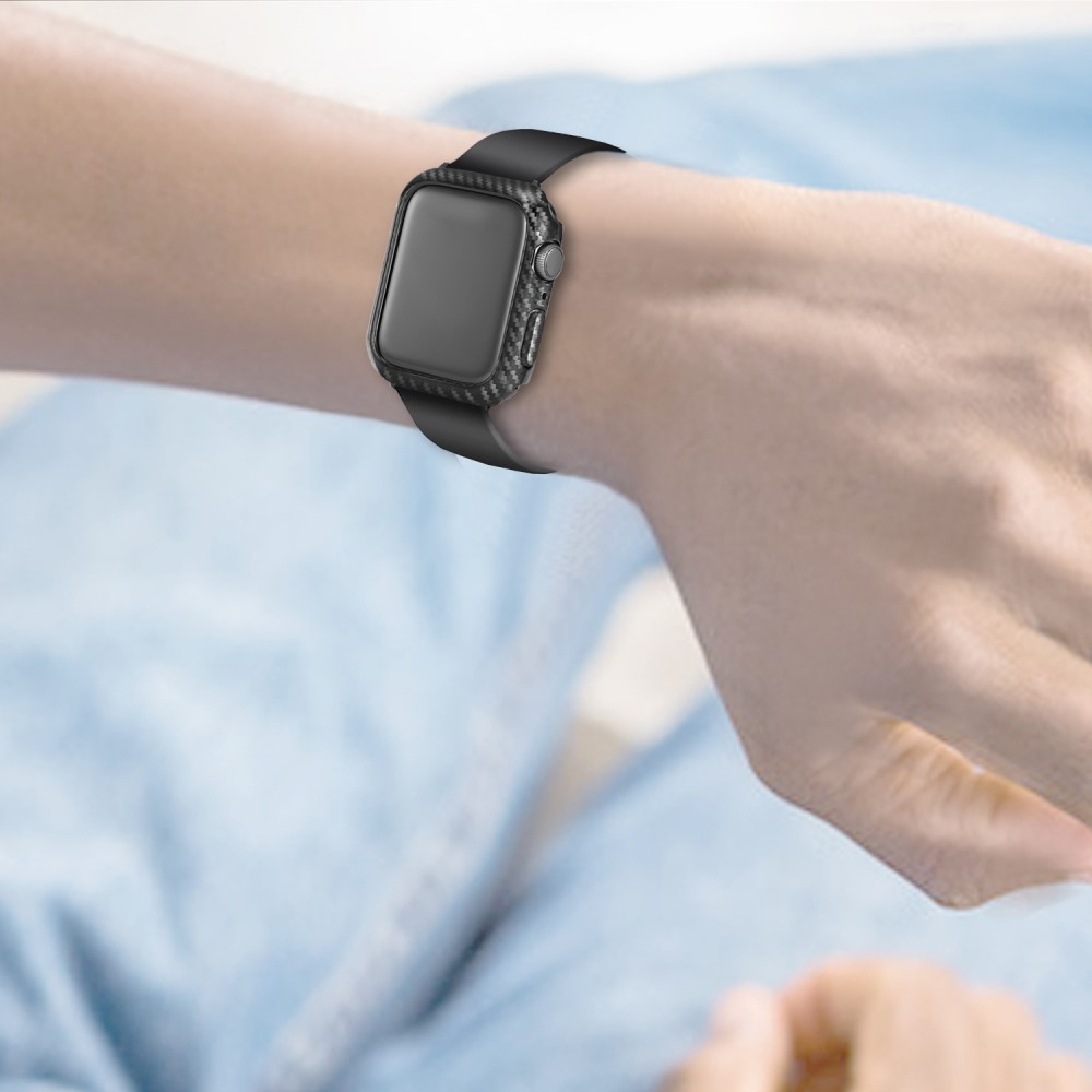 Apple Watch (45 mm) Hardcase Bumper Hülle - Schwarz (Carbon)