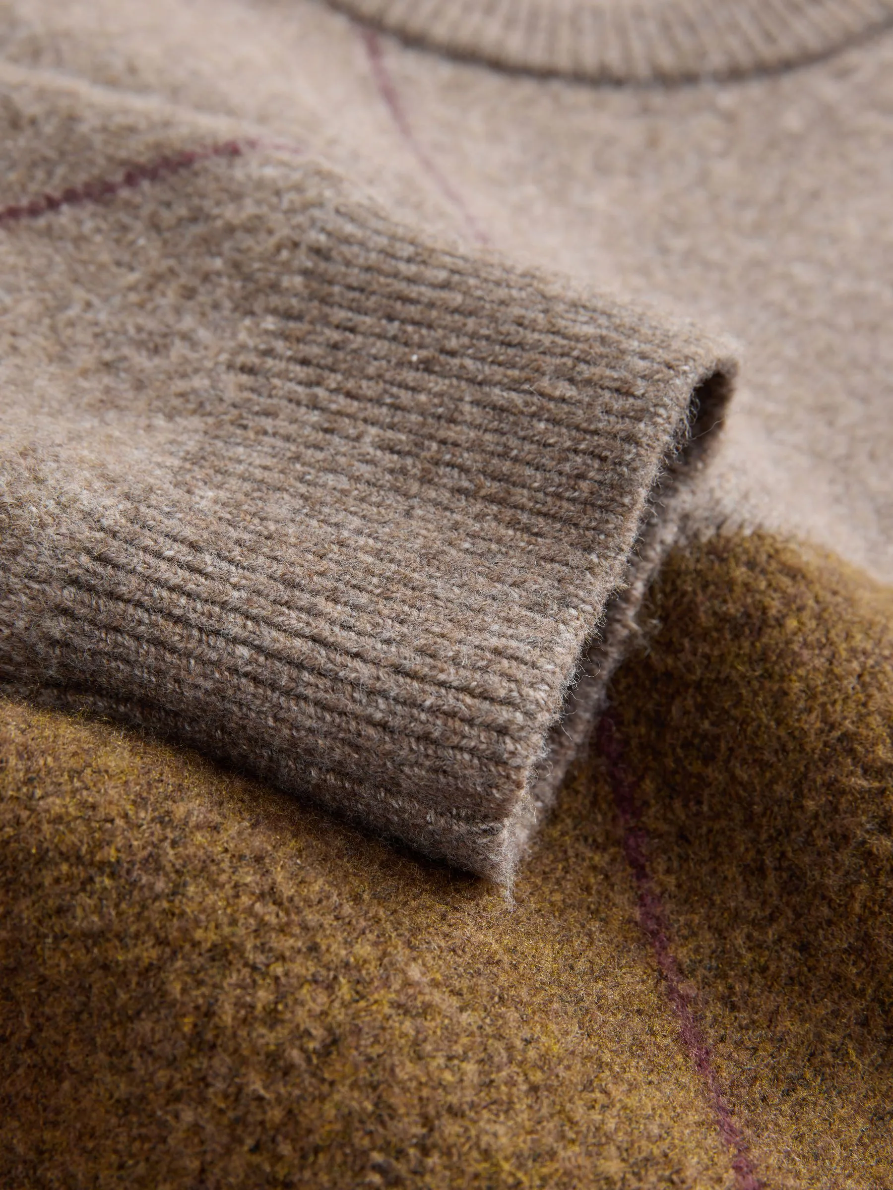 Bruin - Relaxed Fit Argyle Pattern Crew Jumper with Wool