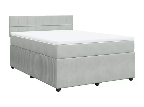 Sommier à lattes de lit et matelas Gris clair 140x190cm Velours