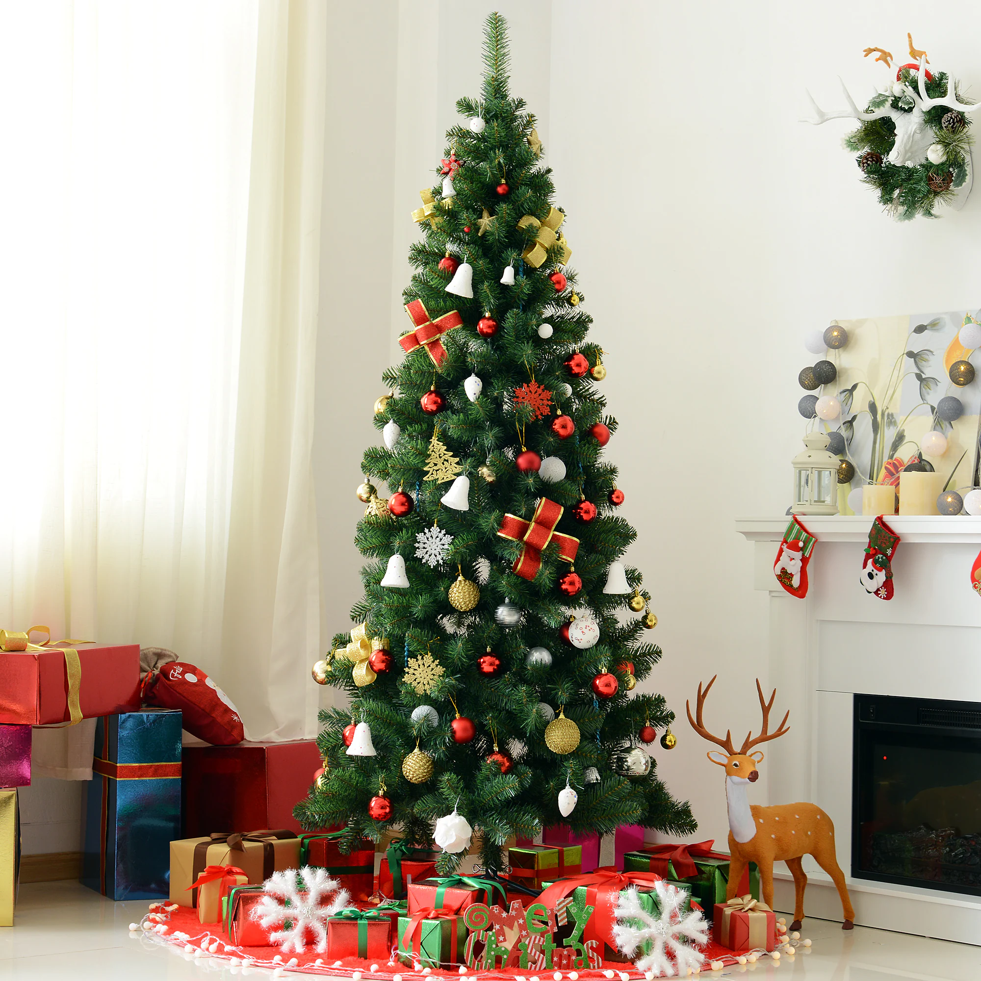 HOMCOM Tannenbaum mit Metallständer grün 81 x 210 cm (ØxH)