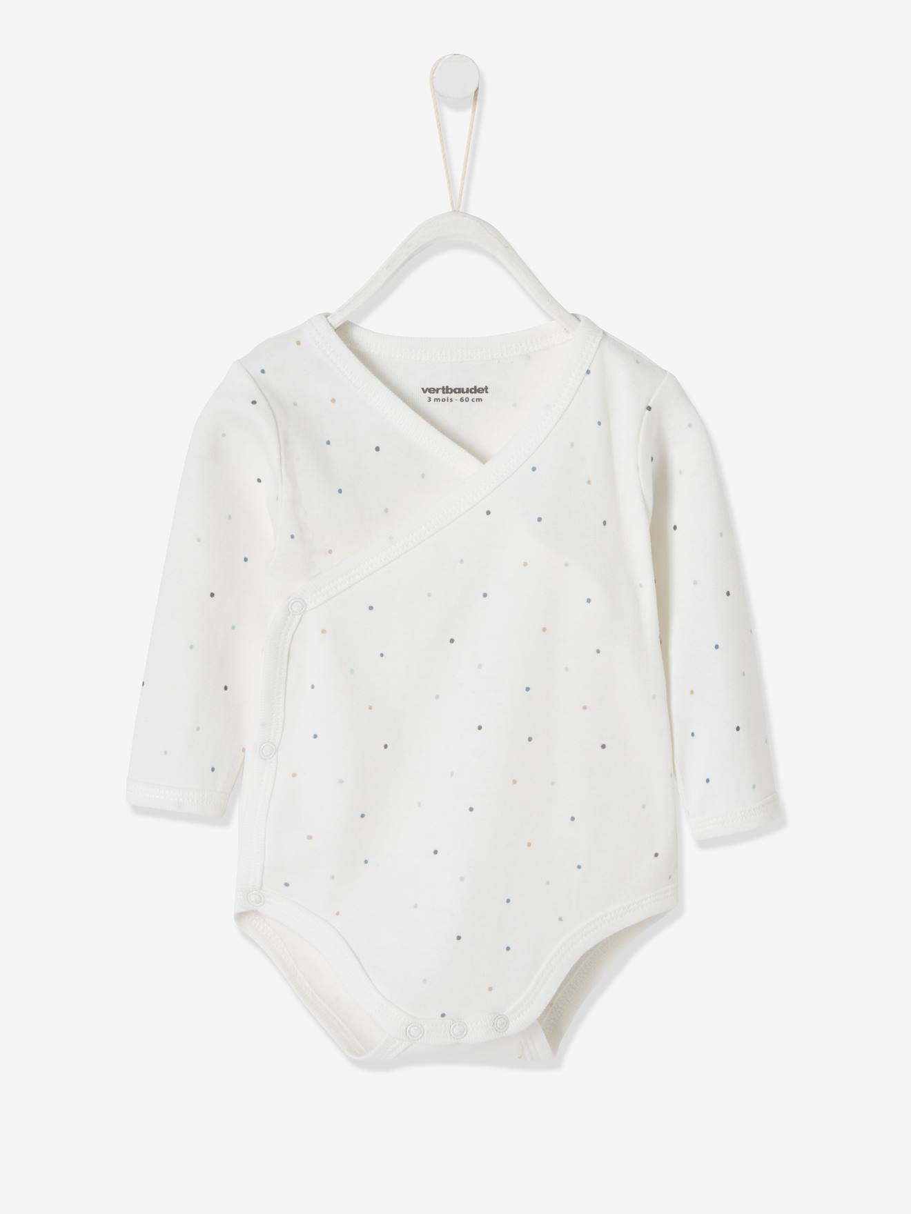 Conjunto para recém-nascido + body + doudou em algodão orgânico branco claro liso com estampas.