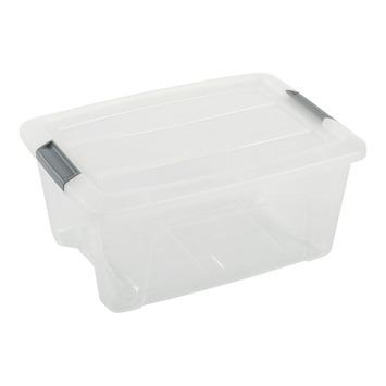 Iris opbergbox Click New Top box 15 liter transparant met grijze clips en deksel