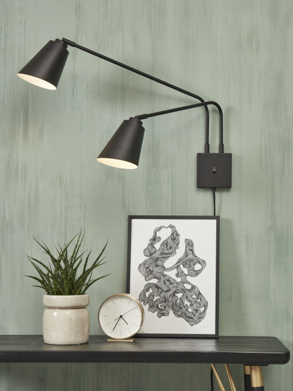 It's about Romi Bremen 2-kap wandlamp zwart