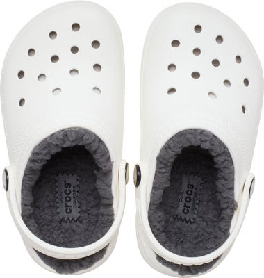 Crocs Classic Fôrede Tøfler, Hvit/Grå