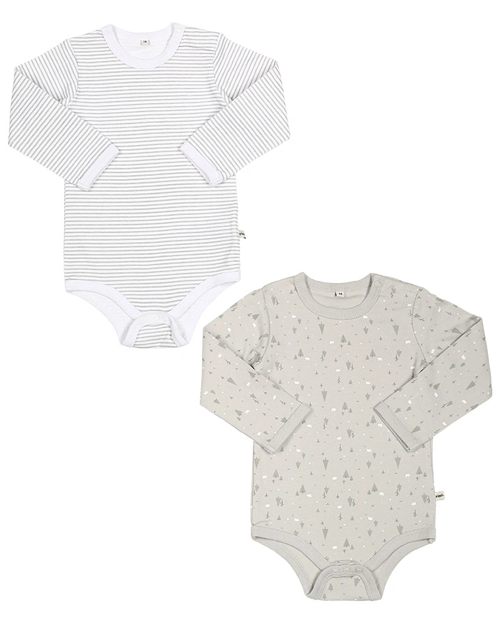 Langarmbody KLEINER BÄR 4-er Pack in weiß/grau