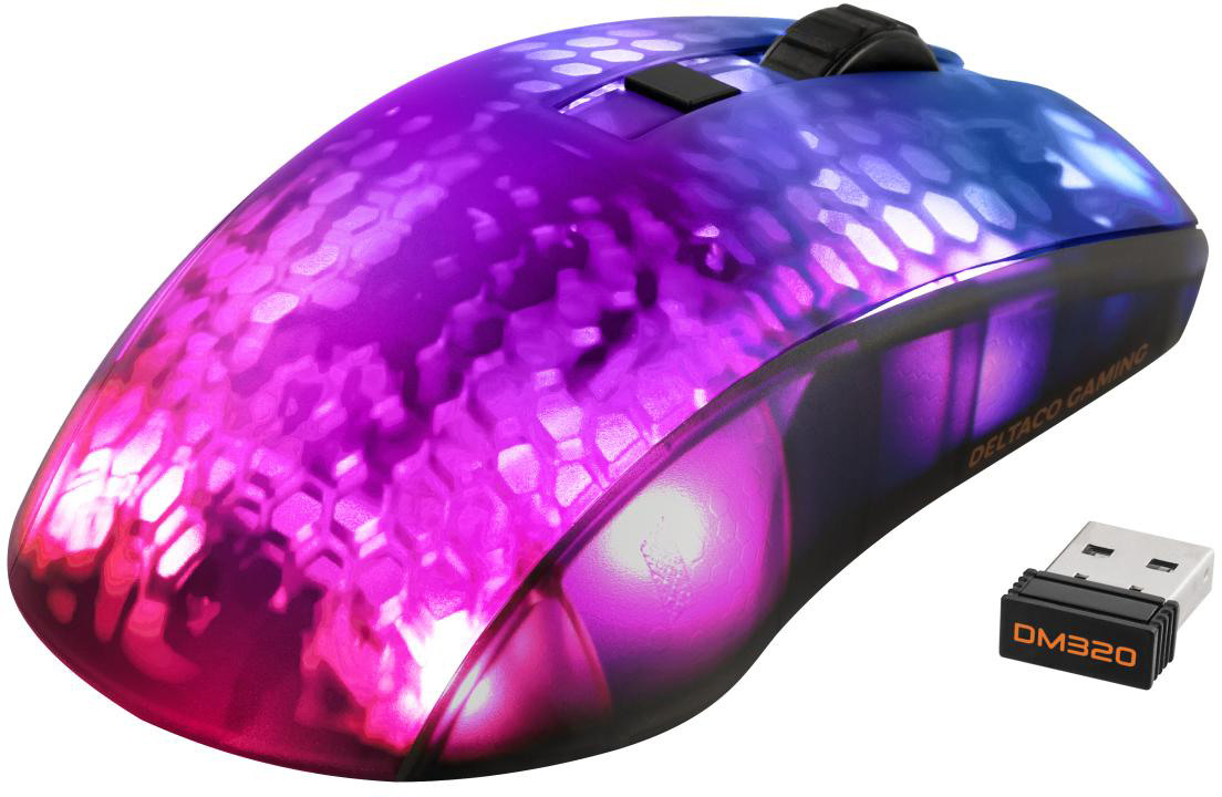 DM320 Optische Transparente Wireless Gaming Maus 10000 DPI   RGB Beleuchtung (Windows) (GAM-145) - Schwarz