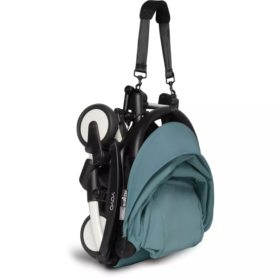 BABYZEN Kinderwagen YOYO2 6+ White mit Textilset Aqua und Backpack YOYO Black