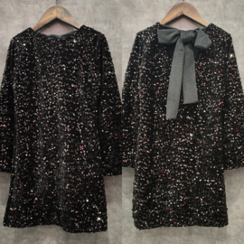 Black paillet & bow dress