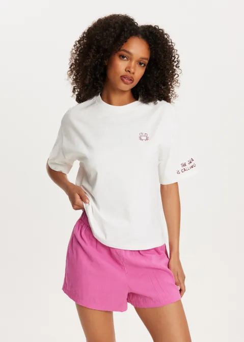 T-shirt met print la dolce vita wit (WIT)