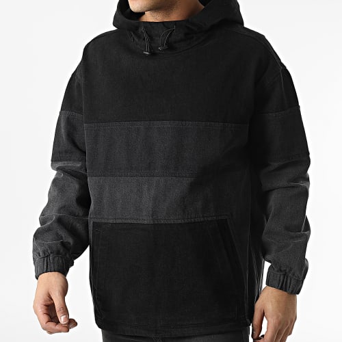 Veste Jean Outdoor A Capuche M6629 Noir Gris Anthracite
