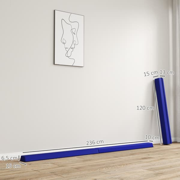 236 cm sammenleggbar balansebjelke, bærbar gymnastikkbjelke, sklisikre balansebjelke, gymnastikk- og balansebjelke opptil 80 kg, for barn fra 3 år og