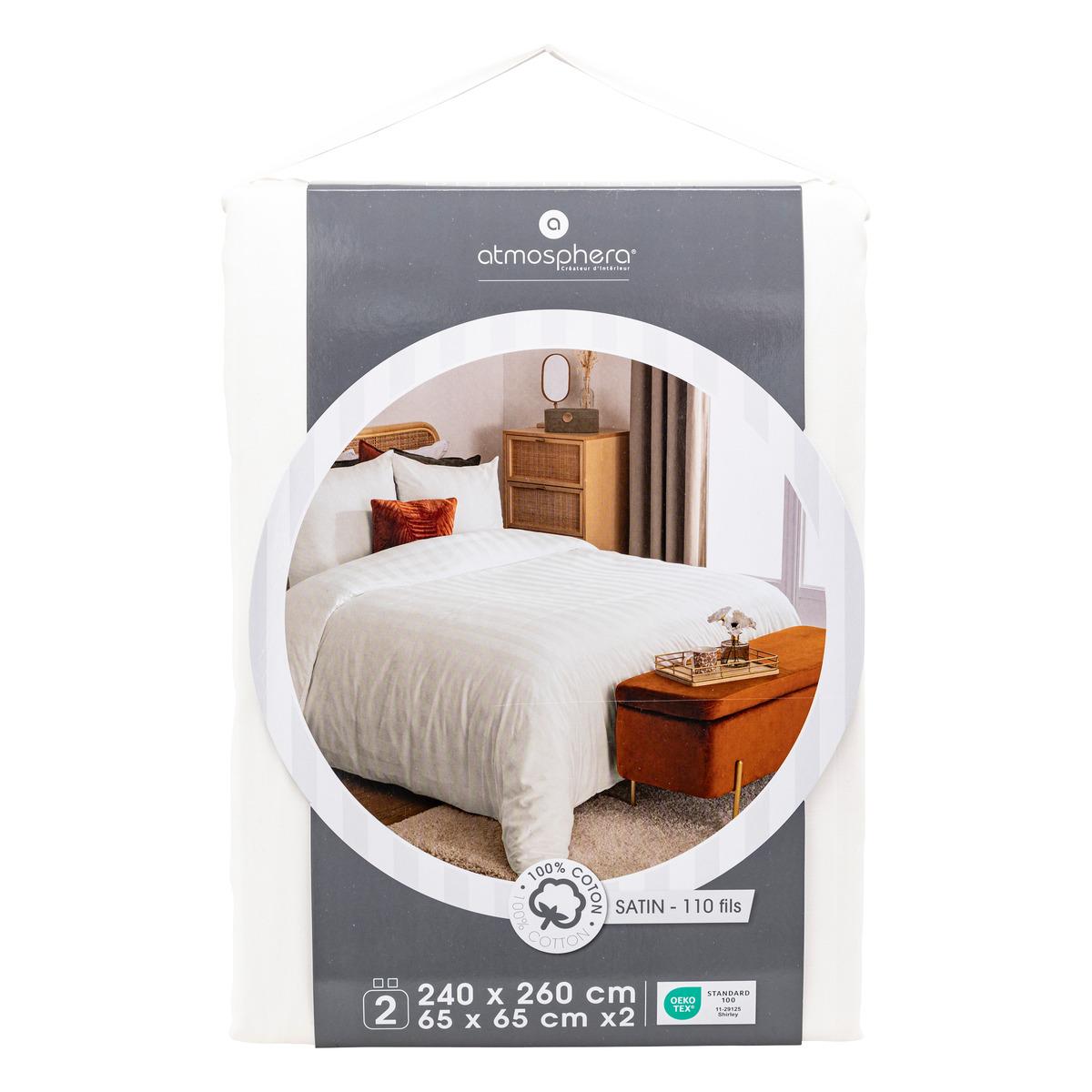 PARURE COTON SATIN BLANC 260X240CM