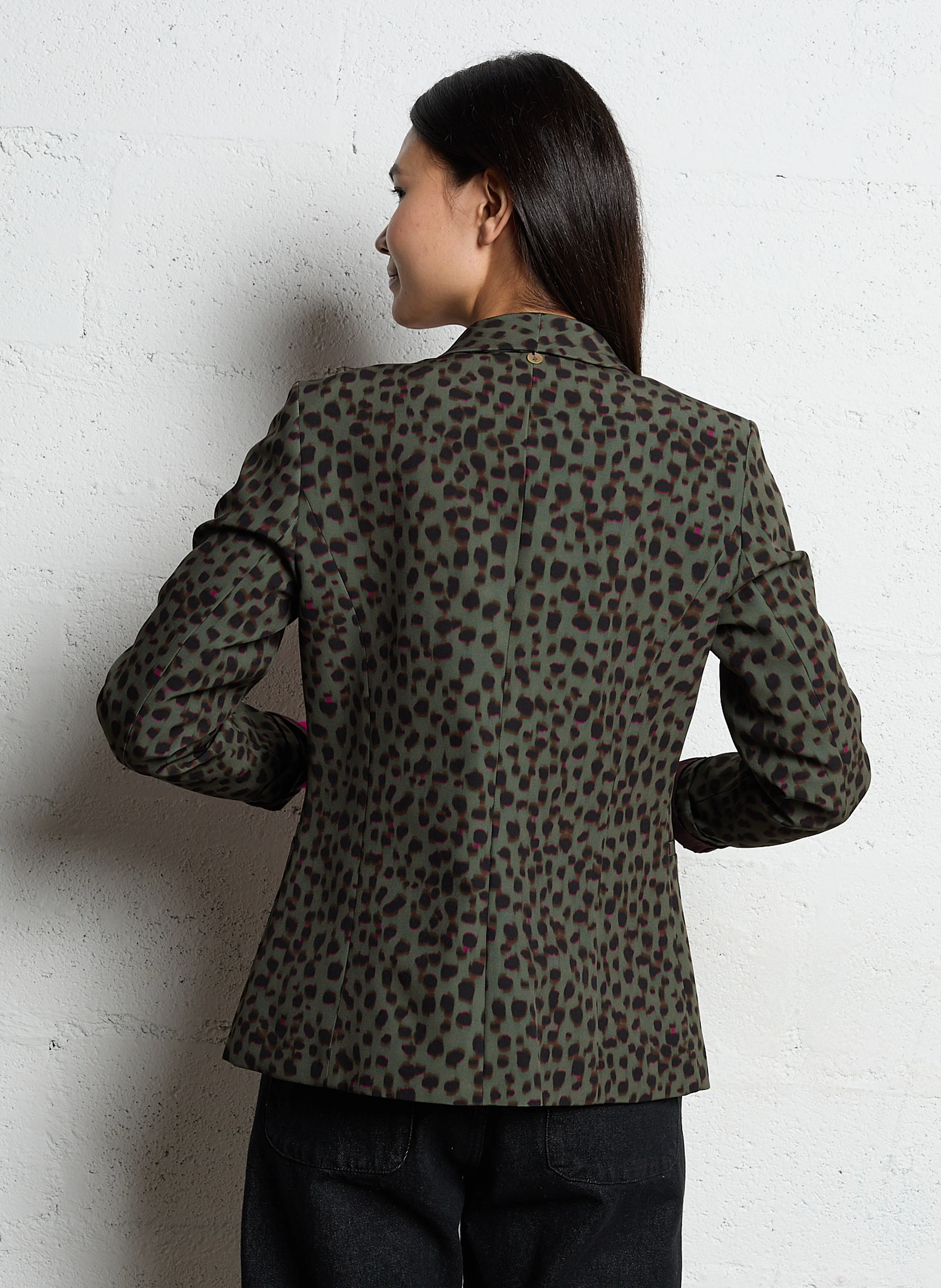 VIKKY - Veste tailleur imprimé| Kaki