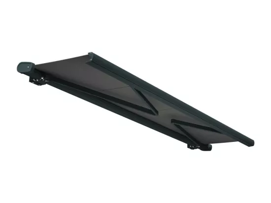 Store banne coffre MEEL 6,00x3,50m (Motorisé Secours à Télécommande + LED - Gris Graphite - Gris anthracite)