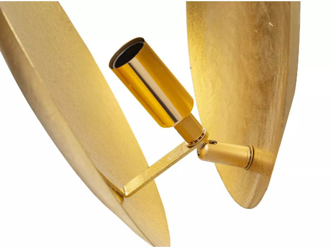 Applique Murale Dorée Goldy Round - Lampe Murale Métal Doré Ø 26x13 cm avec Finition Feuille d'Or, Éclairage Élégant et Raffiné